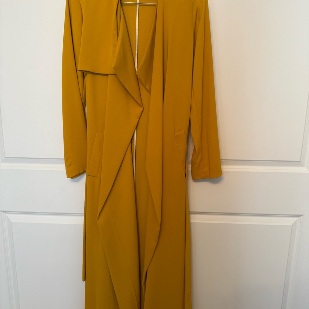 Pinko Mustard Yellow Long Drape Coat